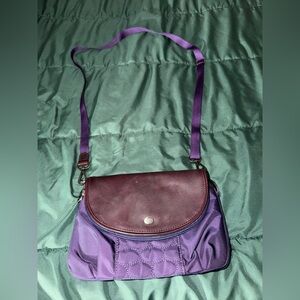 MOSEY LIFE Smiler Crossbody/Clutch Grape Jelly Purple w/ Brown Leather Trim